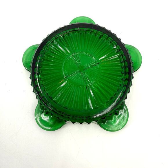 Vintage Queen Mary Green by Anchor Hocking Coaster Ashtray MCM Retro Boho - Picture 2 of 5